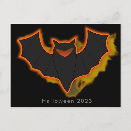 不気味なコウモリのハロウィン ポストカード - ブラック テーマ (正面)