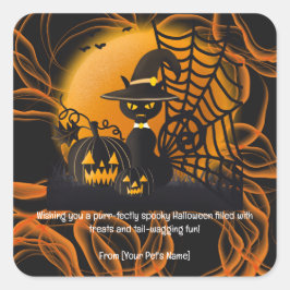 不気味なコスチュームの猫ハロウィンペット スクエアシール