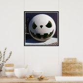 不気味なコンクリート彫りのカボチャ ポスター (キッチン)