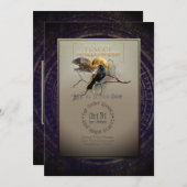 不気味なゴシックカラス フルムーン 大人ハロウィン 招待状 (正面/裏面)