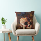 不気味なゴシックスカルとカラス – ハロウィーンホラー クッション (椅子)