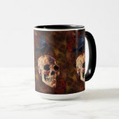 不気味なゴシックスカルとカラス – ハロウィーンホラー マグカップ (正面右)