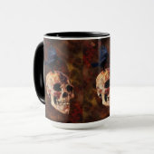 不気味なゴシックスカルとカラス – ハロウィーンホラー マグカップ (正面左)
