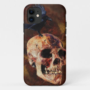 不気味なゴシックスカルとカラス – ハロウィーンホラー iPhone 11 ケース