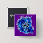 不気味なゴシックスカル、炎、ハロウィーンホラー 缶バッジ (正面&裏面)