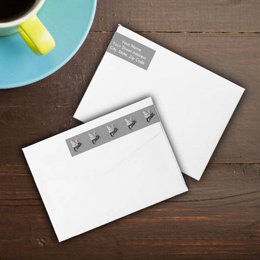 不気味なゴシックビースカルウイング昆虫 ラップアラウンドラベル