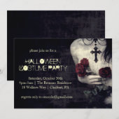 不気味なゴシック女性がハロウィンパーティーに招待 招待状 (正面/裏面)