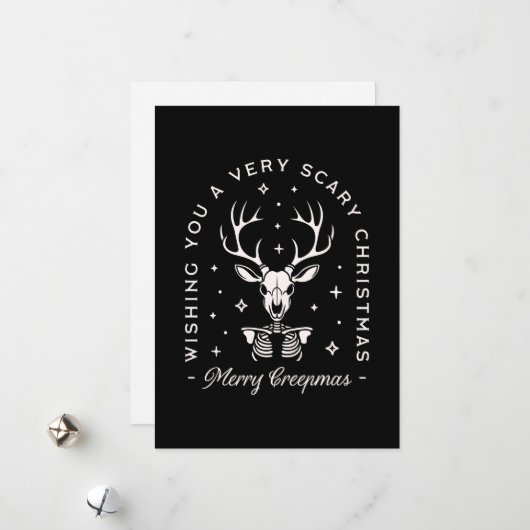 不気味なゴシック様式のクリスマスのトナカイおもしろいの願い シーズンカード (正面/裏面インサイチュ)