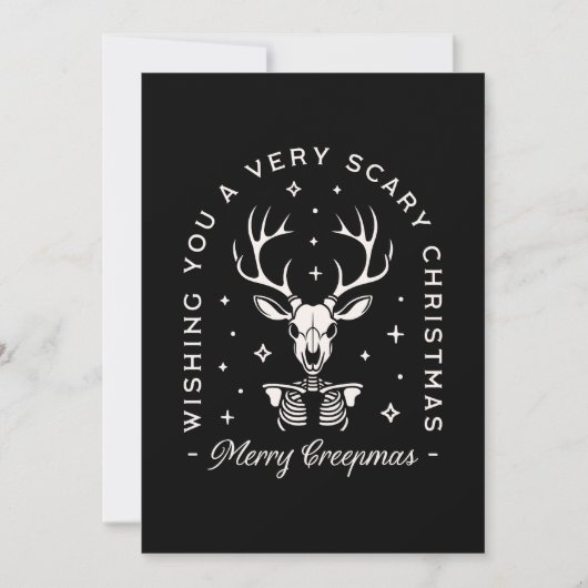 不気味なゴシック様式のクリスマスのトナカイおもしろいの願い シーズンカード (正面)