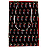 不気味なゴシック様式のクリスマススカル ミディアムペーパーバッグ (正面)