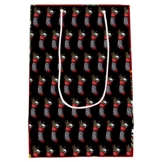 不気味なゴシック様式のクリスマススカル ミディアムペーパーバッグ (裏面)