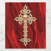 不気味なゴシック様式のスカルとクロスハロウィーン ワインラベル (シングルラベル)