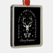 不気味なゴシック様式のトナカイのスケルトン黒 メタルオーナメント (右)