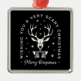 不気味なゴシック様式のトナカイのスケルトン黒 メタルオーナメント