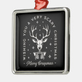 不気味なゴシック様式のトナカイのスケルトン黒 メタルオーナメント (左)