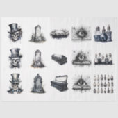 不気味なゴシック様式のハロウィーンの要素アートと工芸品 薄葉紙 (正面)