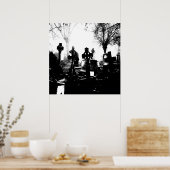 不気味なゴシック様式の墓地 ポスター (キッチン)