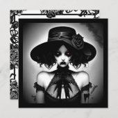 不気味なゴシック様式の少女ハロウィーン 招待状 (正面/裏面)