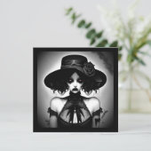 不気味なゴシック様式の少女ハロウィーン 招待状 (スタンド正面)