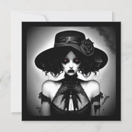 不気味なゴシック様式の少女ハロウィーン 招待状