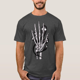 不気味なゴシック様式の幽霊を持つスケルトンハンド Tシャツ