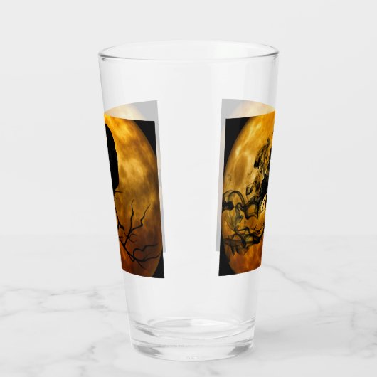 不気味なゴシック様式の黒いカラスと月のハロウィーン タンブラーグラス (左)