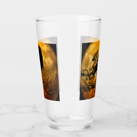 不気味なゴシック様式の黒いカラスと月のハロウィーン タンブラーグラス (右)