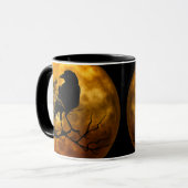 不気味なゴシック様式の黒いレイヴンのハロウィーン マグカップ (正面左)