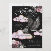 不気味なゴシック・バンドル ブー・レイヴン・デリバリー・ベイビーシャワー 招待状 (正面)