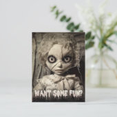 不気味なサックドールの予算アダルトハロウィン招待状 ポストカード (スタンド正面)