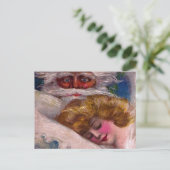 不気味なサンタクロースの女かわいらし性クリスマス シーズンポストカード (スタンド正面)