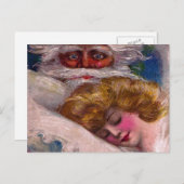 不気味なサンタクロースの女かわいらし性クリスマス シーズンポストカード (正面/裏面)