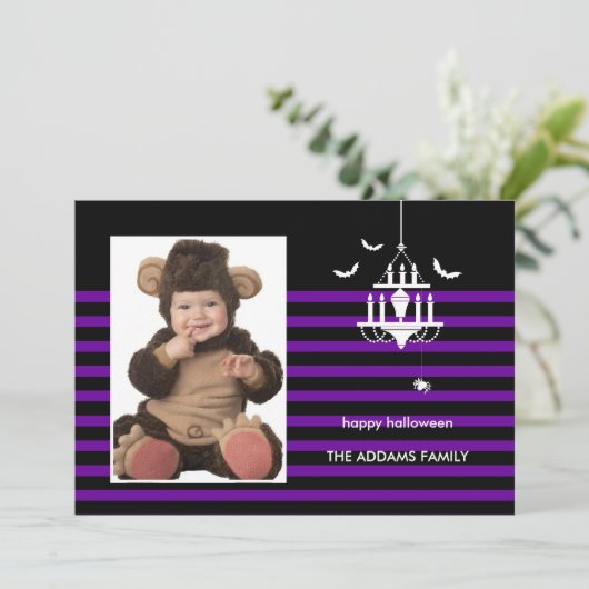 不気味なシャンデリアのハロウィンフォトカード カード (スタンド正面)