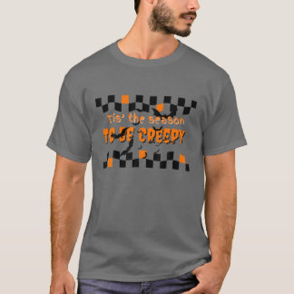 不気味なシーズンハロウィーンチェッカーボアード Tシャツ