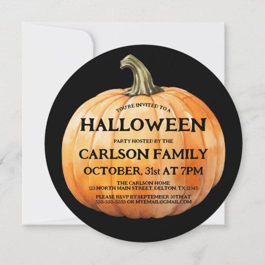 不気味なジャックオランタンパンプキンハローウィンパーティ 招待状 (裏面)
