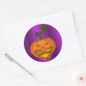 不気味なジャックオランタンパープルハロウィーン ラウンドシール (封筒)