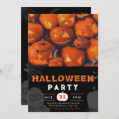 不気味なジャックオランタンブラックハロウィーン 招待状 (正面/裏面)
