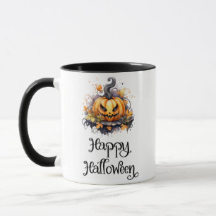 不気味なジャックオランタン紅葉ハッピーハローウィン マグカップ
