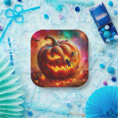 不気味なジャック・オ・ランタンとクモ ペーパープレート (パーティー)