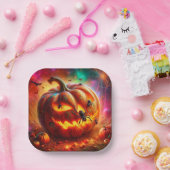 不気味なジャック・オ・ランタンとクモ ペーパープレート (パーティー)