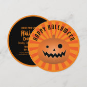 不気味なジャック・オ・ランタンのかぼちゃ ハロウィンパーティ 招待状 (正面/裏面)