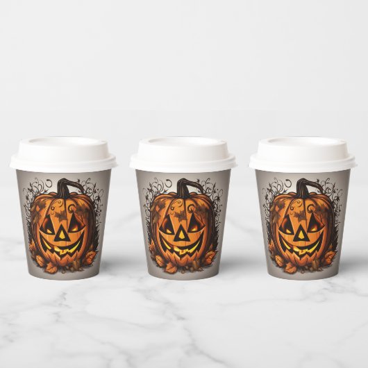 不気味なジャック・オ・ランタンのハロウィーン 紙コップ (複数)
