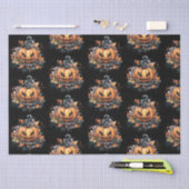 不気味なジャック・オ・ランタン柄のハロウィーン 薄葉紙 (クラフト)