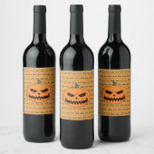 不気味なジャック・オ・ランタン・ハロウィン ワインラベル (ボトル)