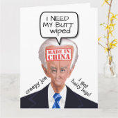 不気味なジョーバイデン氏おもしろいお尻拭き誕生日カード カード (黄色い花)
