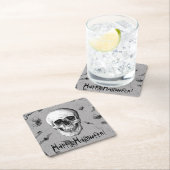 不気味なスカルとクモ スクエアペーパーコースター (インサイチュ)