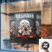 不気味なスカルとゾンビクローハロウィーン ウィンドウサイン (カフェ窓)