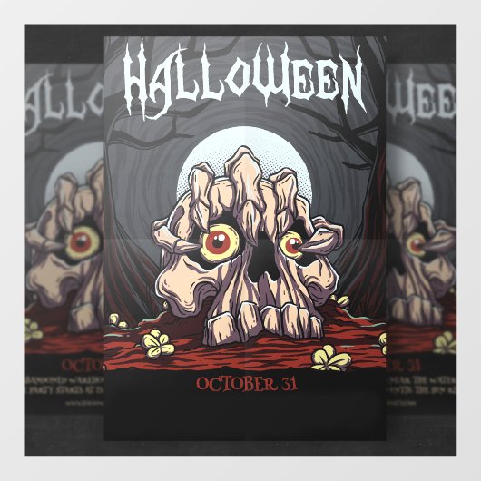 不気味なスカルとゾンビクローハロウィーン ウィンドウサイン (シート)