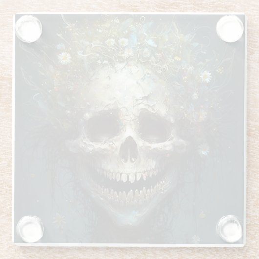 不気味なスカルゴシックダークファンタジーアートガラスコースター ガラスコースター (裏面)