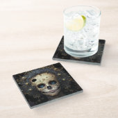不気味なスカルゴシック暗黒ファンタジーアート ガラスコースター (アングル)
